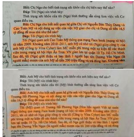 Hai bản lời khai của bị cáo Nga và ông Mỹ được cho là giống hệt nhau